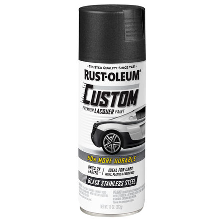 Rust-Oleum Automotive Premium Custom Lacquer Spray Paint, Metallic Black Stainless Steel, 11 oz. 323354